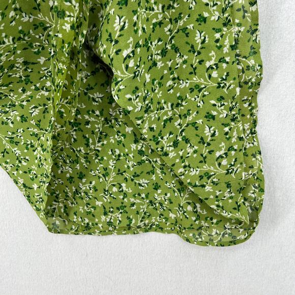 REFORMATION Alison Puff Sleeve Mini Dress Womens 8 Green Floral Button Front - Picture 9 of 15